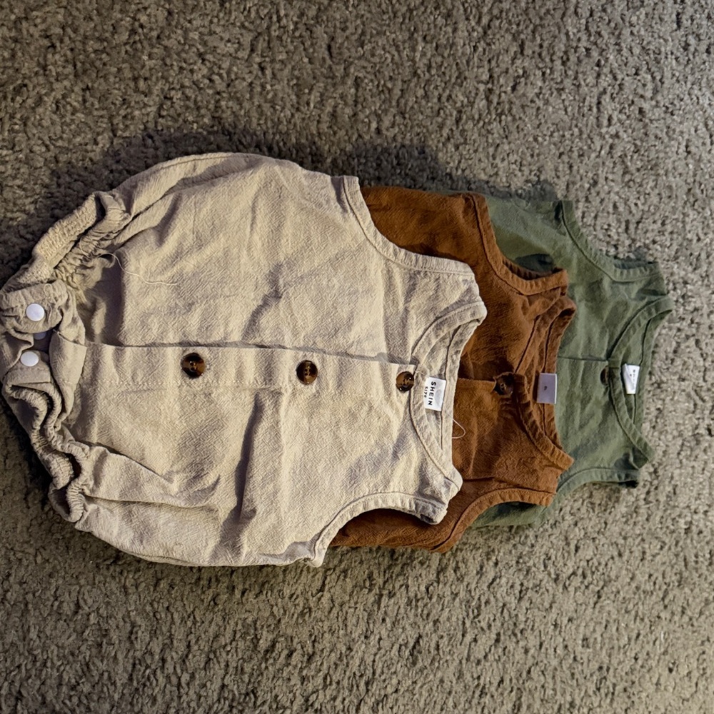 SHEIN Kids One Pieces in Cream, Brown, and Green